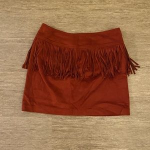 F21 Burnt Orange Mini Skirt w/ Tassels